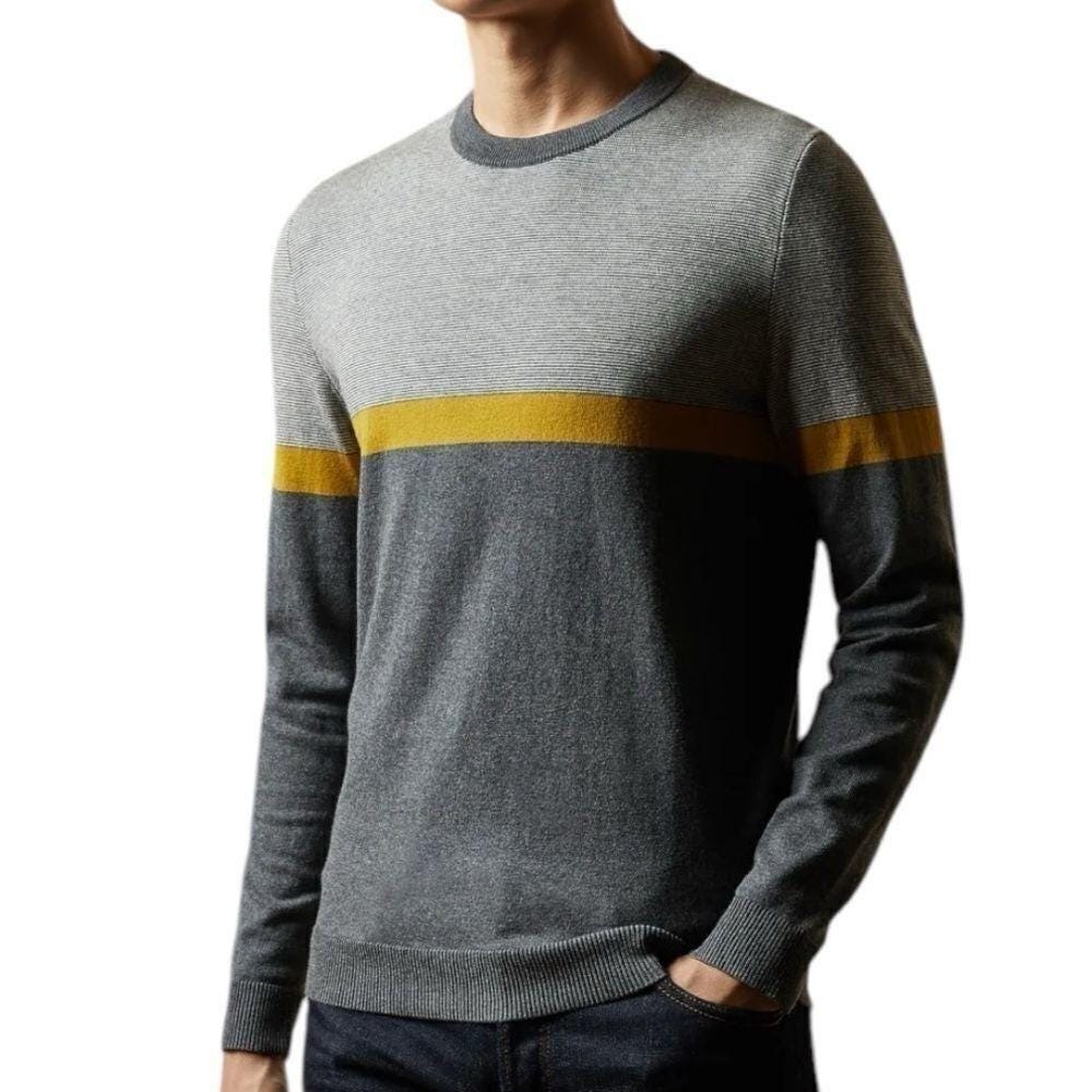 Ted Baker London Men Colorblock Striped Crewneck Sweater 7 XXL